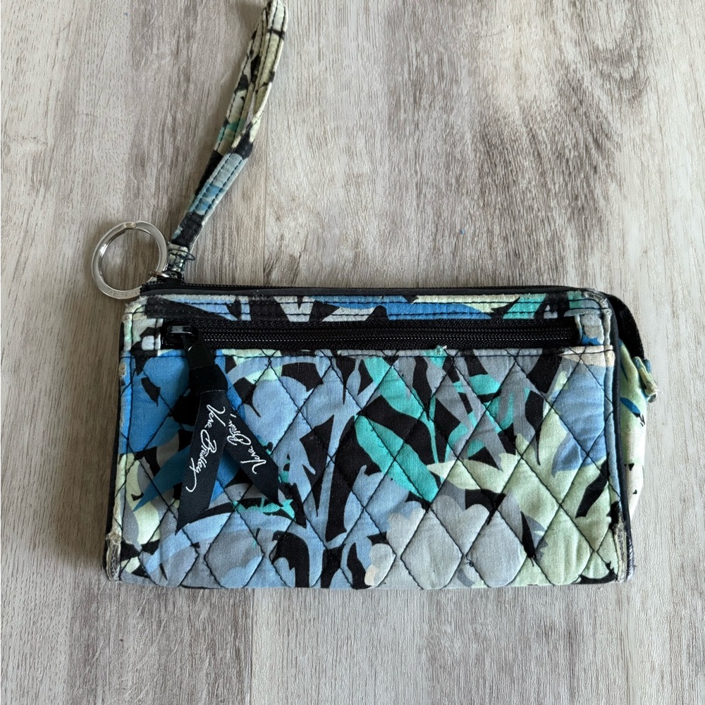 Vera Bradley Retired Wristlet Wallet Camofloral Blue Black